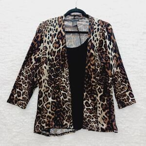 Cardigan Set Size L Leopard Animal Mob Wife Y2K Siren Glam Safari Maximalist